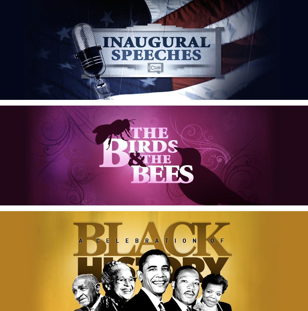 iCue.com on hulu - Inaugural Speeches; The Birds & The Bees; A Celebration of Black History